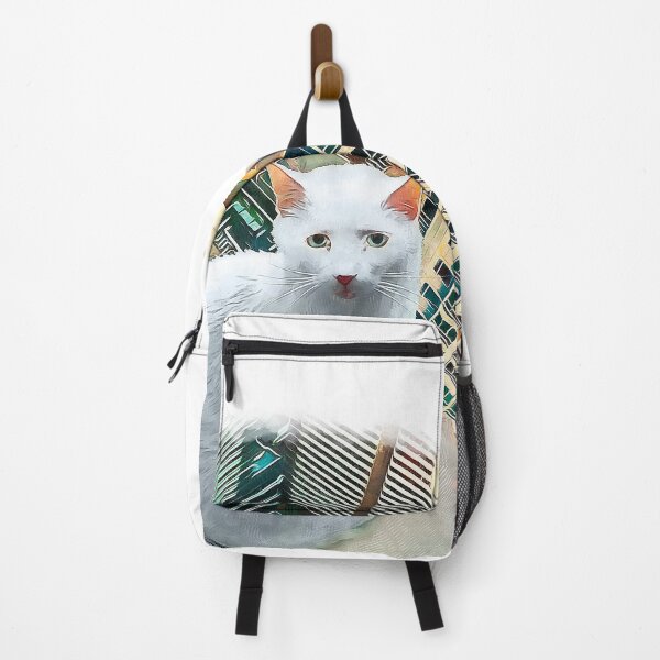 Item preview, White cat Rooftopping portrait designed and sold by Federico Pagnani.