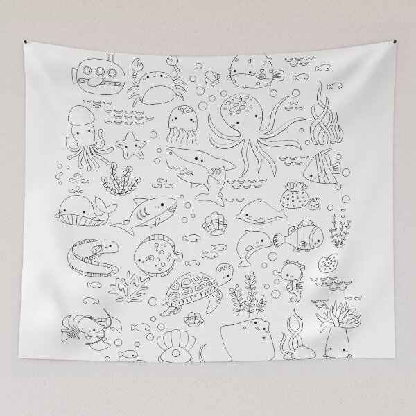 Item preview, Ocean Doodle Back and White designed and sold by NarwhalShop.