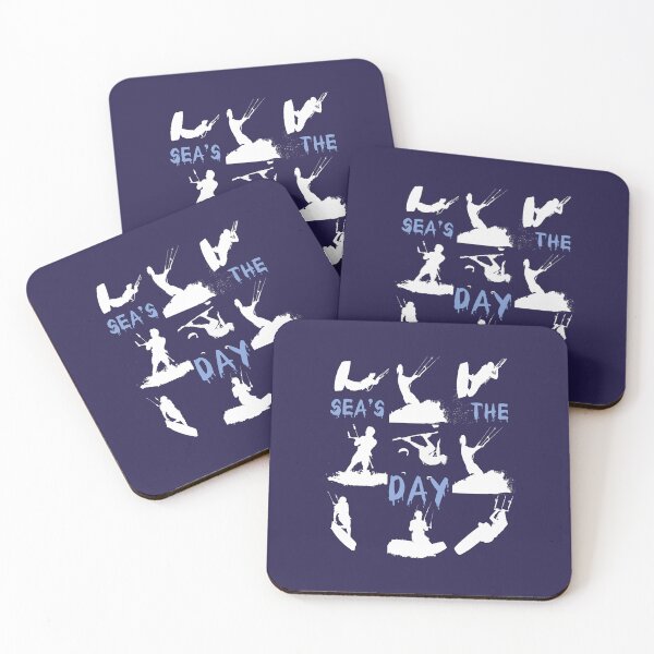 Item preview, Kiteboarder White Silhouette Montage Seas The Day designed and sold by taiche.