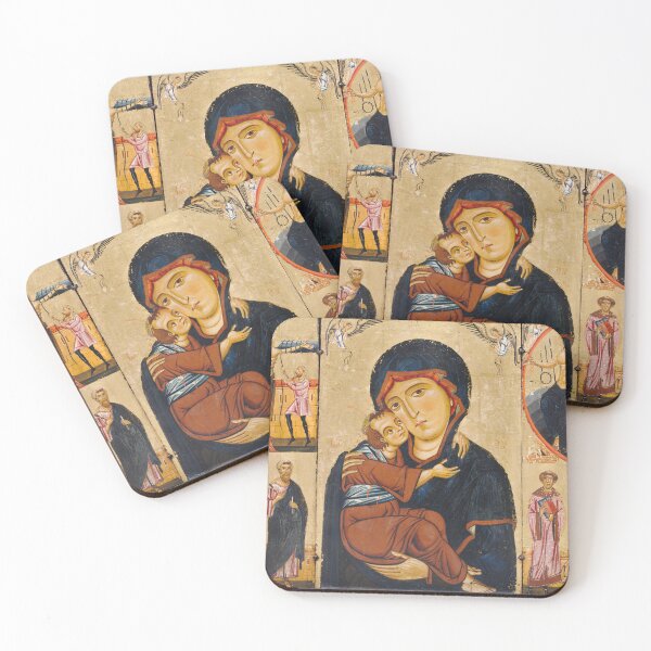 Artikelvorschau, Jungfrau und Kind mit Heiligen Byzantinische Kunst, 13. Jahrhundert entworfen und verkauft von Vintage Wall Art.