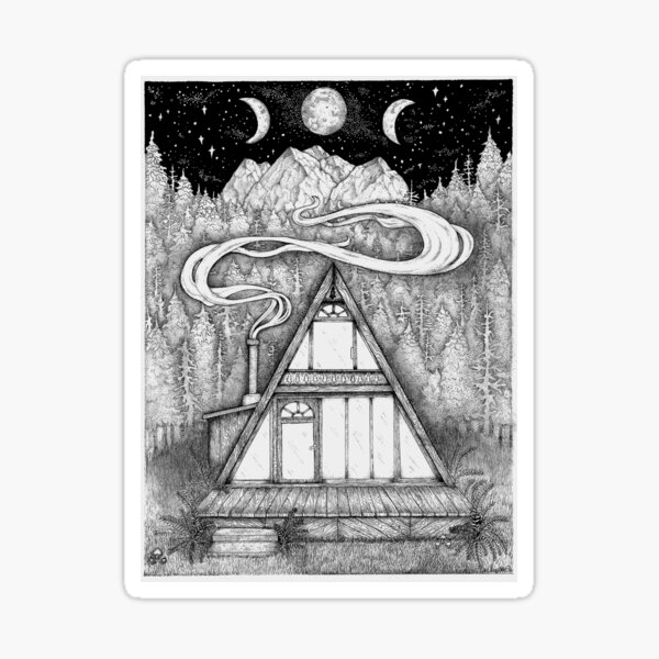 Dwelling || Forest Cabin Sticker