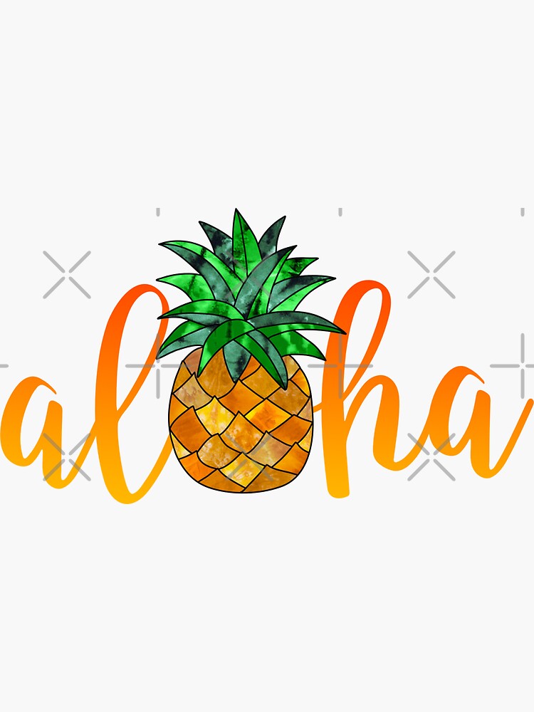 "gold pineapple decal, cute pineapple stickers, hawaiian decals, hawaii