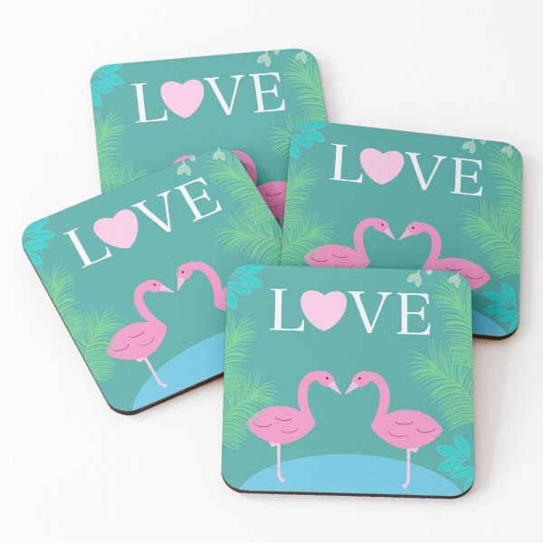 Flamingo Love Coasters (Set of 4)