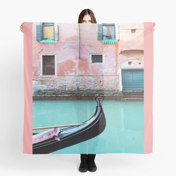 Venetian Gondola In Aqua And Coral Scarf