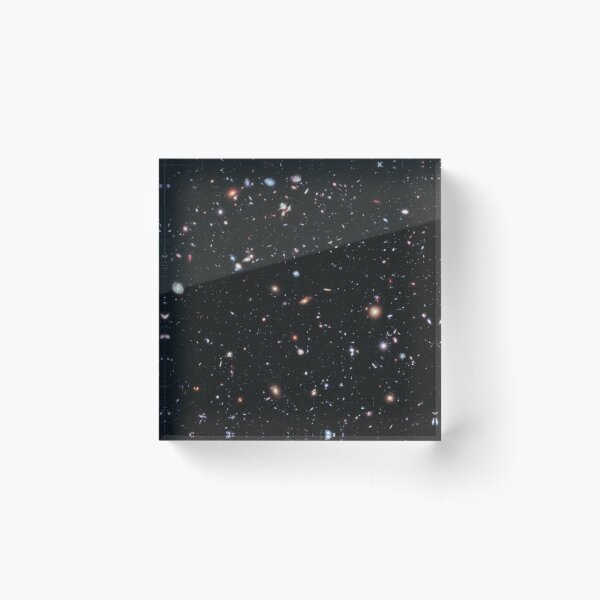 HUBBLE. Deep Space, astronomy, NASA, Extreme Deep Field image, Cosmos, Cosmic, Constellation, Fornax. Acrylic Block