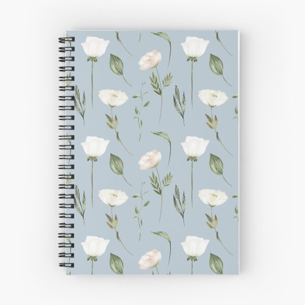 Item preview, Pretty White Floral Pattern on Powder Blue Background  designed and sold by ElishaKayne.