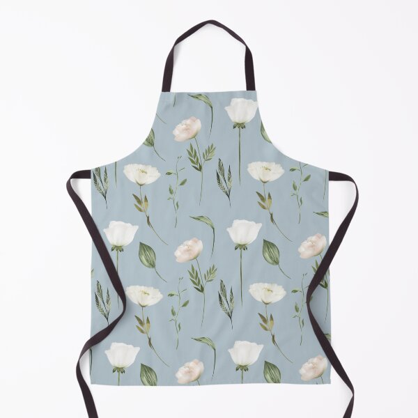 Item preview, Pretty White Floral Pattern on Powder Blue Background  designed and sold by ElishaKayne.