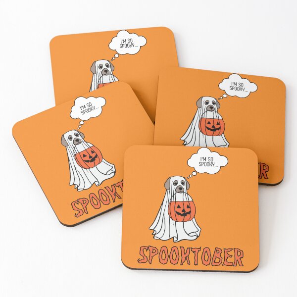 Item preview, Spooktober Spooky Dog in a ghost costume designed and sold by to-esu.