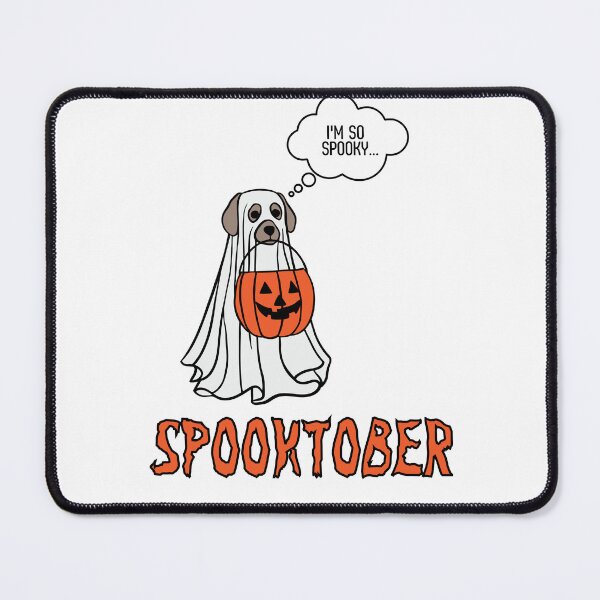 Item preview, Spooktober Spooky Dog in a ghost costume designed and sold by to-esu.