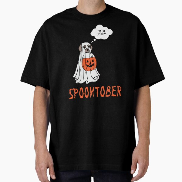 Item preview, Spooktober Spooky Dog in a ghost costume designed and sold by to-esu.