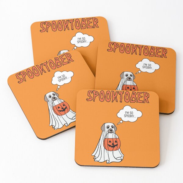 Item preview, Spooktober Spooky Dog in a ghost costume REVERSED designed and sold by to-esu.