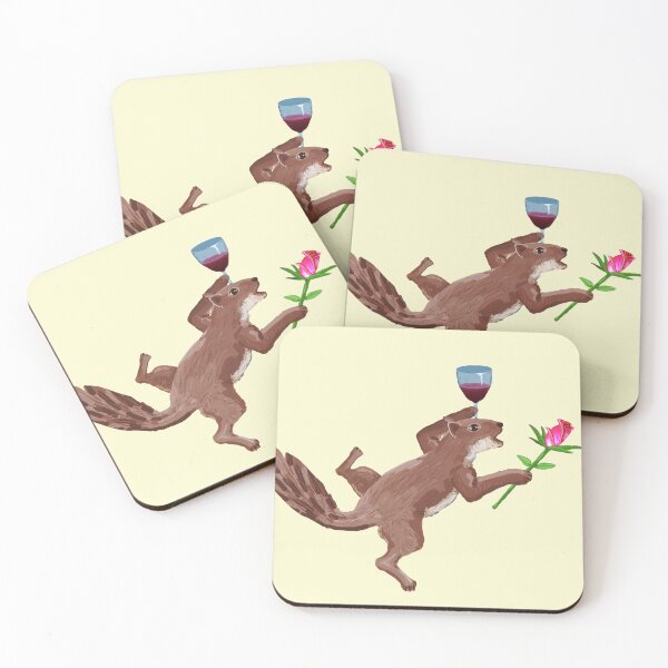 Item preview, Romantic Squirrel with Glass and Rose designed and sold by VerdeDoodleDuck.
