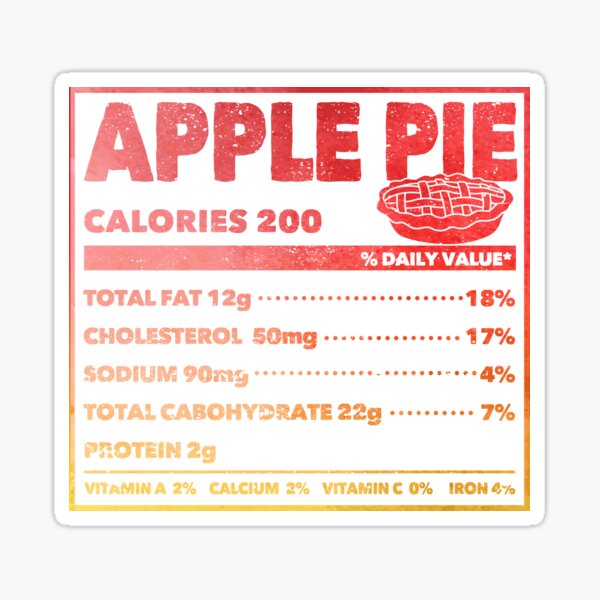 "Apple Pie Nutrition Facts Funny Thanksgiving" Sticker for Sale by