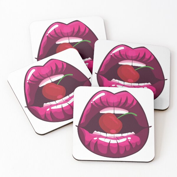 Item preview, Sexy Lipstick Mouth Biting Cherry designed and sold by BoozieHumor.