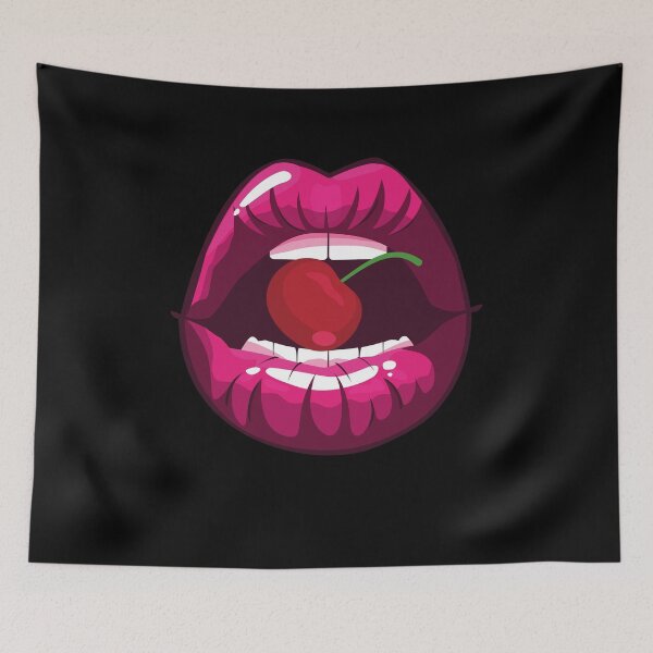 Item preview, Sexy Lipstick Mouth Biting Cherry designed and sold by BoozieHumor.