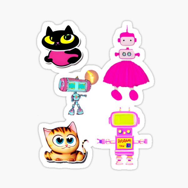Item preview, cats and robots designed and sold by MorningGlory1.