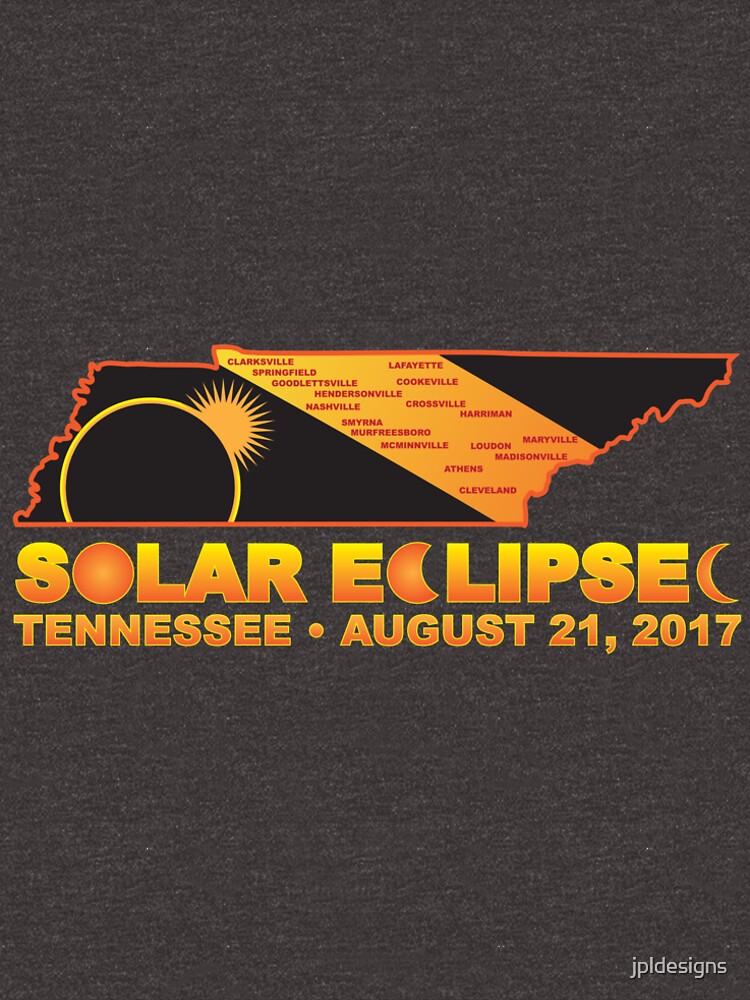 "2017 Solar Eclipse Across Tennessee Cities Map Illustration" T-shirt ...