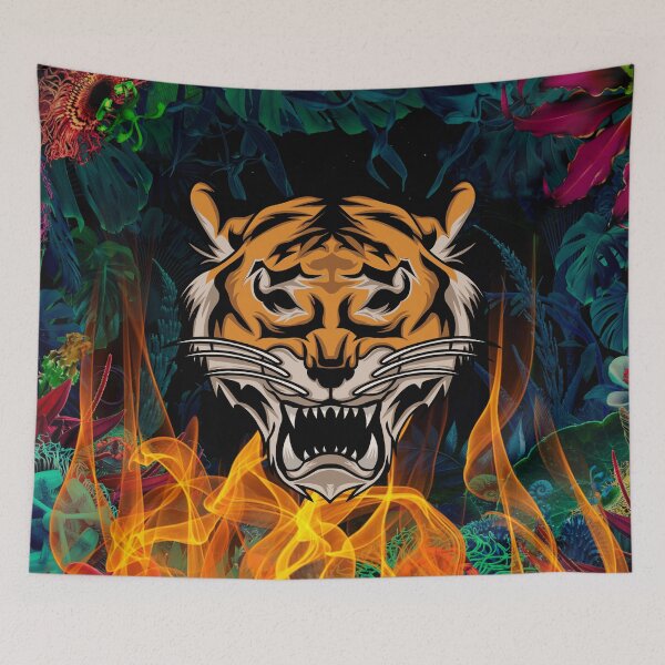 Item preview, Wild Jungle Tiger In Flames designed and sold by ArtOfStars.