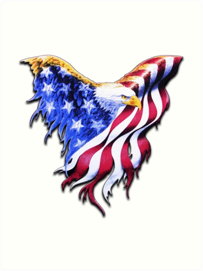 Usa Flag Bald Eagle American Flag Art Print By Jiigee