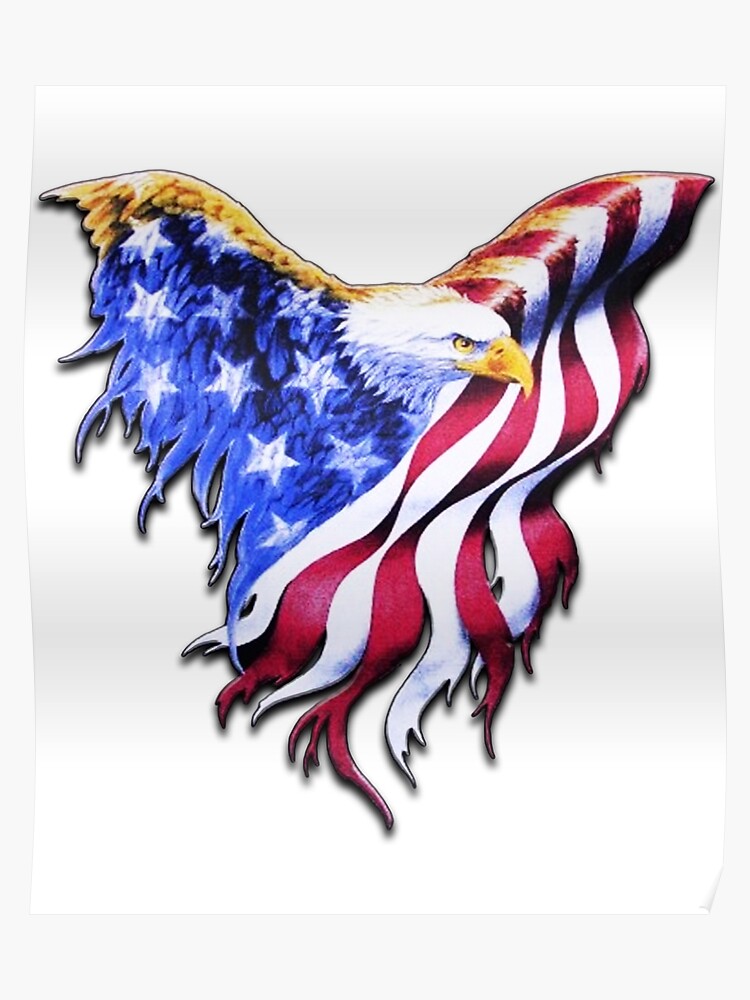 Usa Flag Bald Eagle American Flag Poster