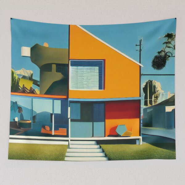 Item preview, Mid Century Modern, Eames Atomic Era House, Fantasy Art designed and sold by Itaya Art.