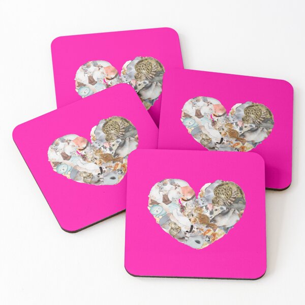 Item preview, PINK: Cute cat heart art collage birthday and Christmas gifts for cat lovers and cat owners  designed and sold by haRexia.