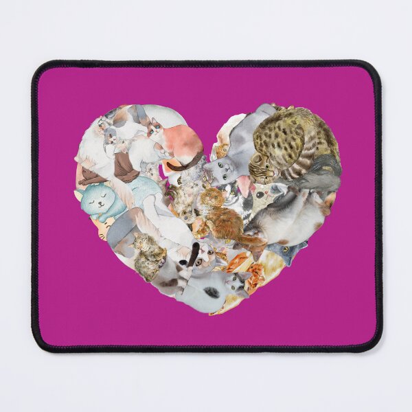 Item preview, PINK: Cute cat heart art collage birthday and Christmas gifts for cat lovers and cat owners designed and sold by haRexia.