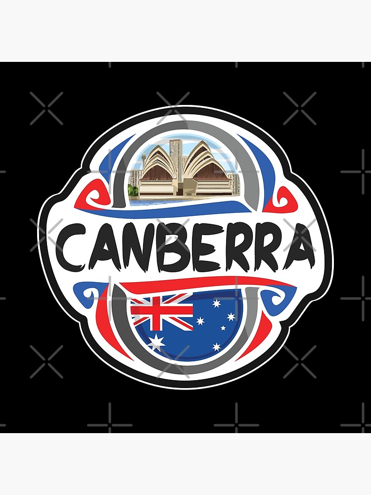 Disover Canberra Australia Flag Badge Travel Souvenir Stamp Premium Matte Vertical Poster