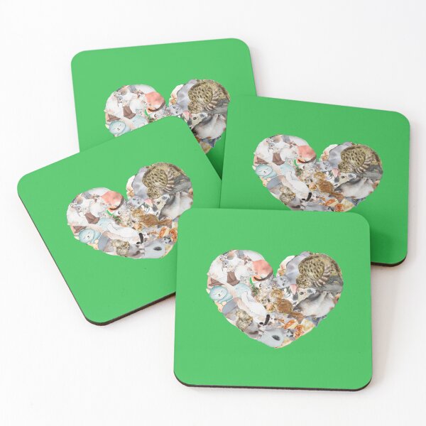 Item preview, GREEN: Cute cat heart art collage birthday and Christmas gifts for cat lovers and cat owners  designed and sold by haRexia.