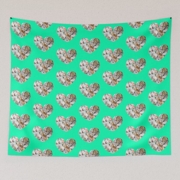 Item preview, GREEN: Cute cat heart art collage birthday and Christmas gifts for cat lovers and cat owners  designed and sold by haRexia.