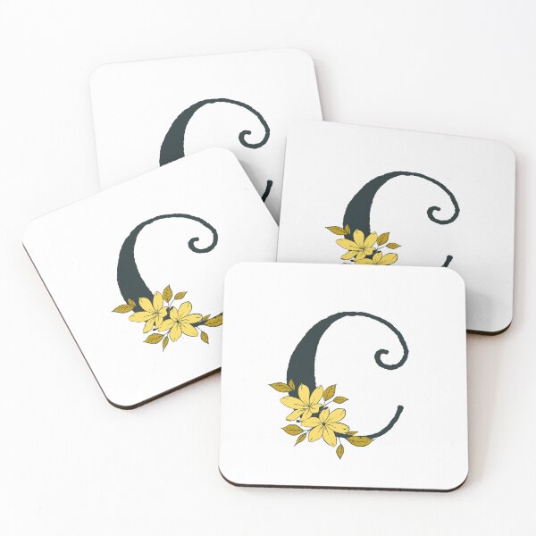 Item preview, Yellow floral C monogram designed and sold by Coffee Lifestyle.