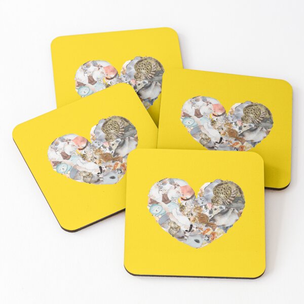 Item preview, YELLOW: Cute cat heart art collage birthday and Christmas gifts for cat lovers and cat owners  designed and sold by haRexia.