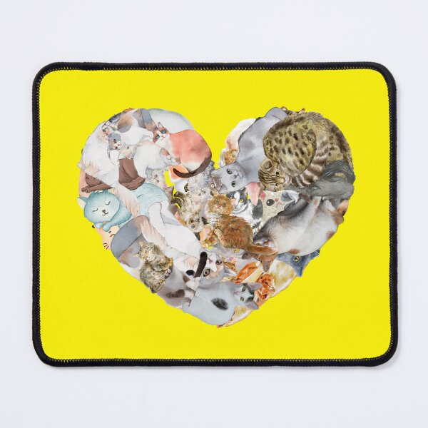 Item preview, YELLOW: Cute cat heart art collage birthday and Christmas gifts for cat lovers and cat owners designed and sold by haRexia.