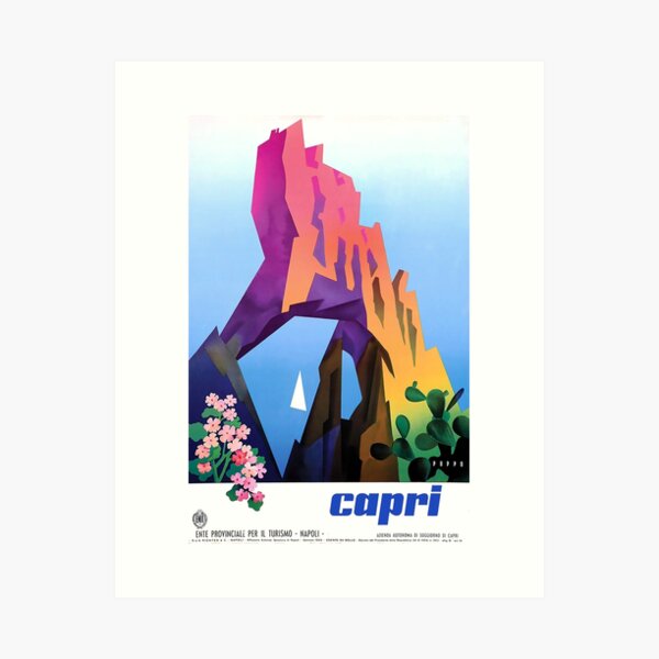 Item preview, Capri Italy Vintage Travel Poster designed and sold by redoARTstore.