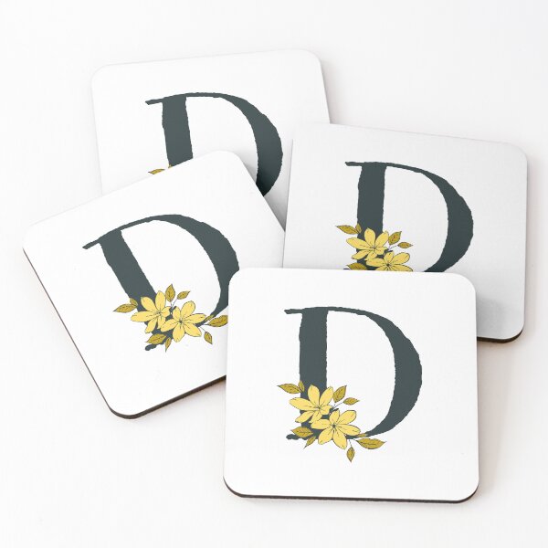 Item preview, Yellow floral D monogram designed and sold by Coffee Lifestyle.