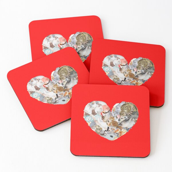Item preview, RED: Cute cat heart art collage birthday and Christmas gifts for cat lovers and cat owners  designed and sold by haRexia.