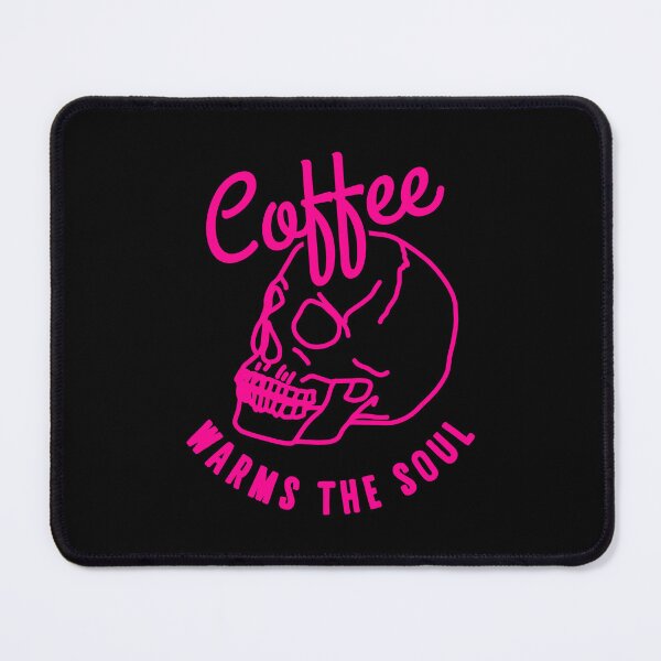 Item preview, halloween skull Coffee warms the soul pink designed and sold by Gossip Rag.