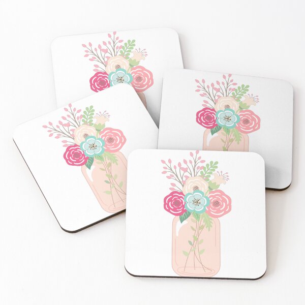 Item preview, Pink - mason jar with flowers designed and sold by UNIX-G.