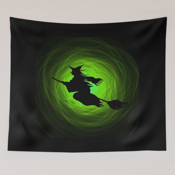 Item preview, Silhouette of a Witch... A simple design using swirls of neon green designed and sold by ditzy-designs.