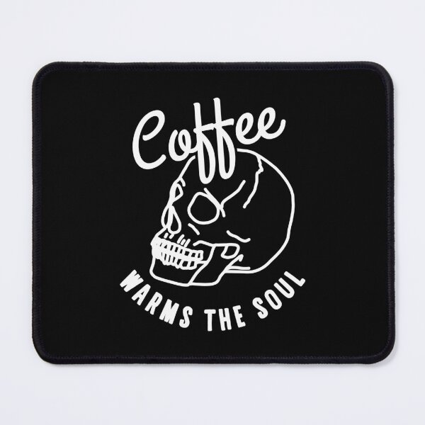 Item preview, halloween skull Coffee warms the soul white designed and sold by Gossip Rag.