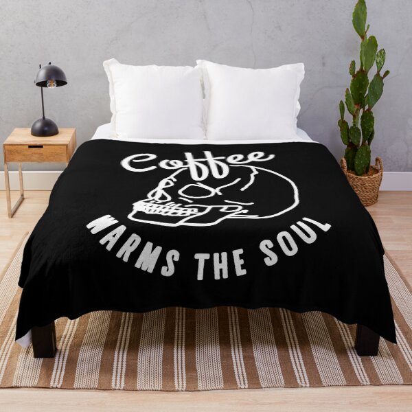 Item preview, halloween skull Coffee warms the soul white designed and sold by Gossip Rag.