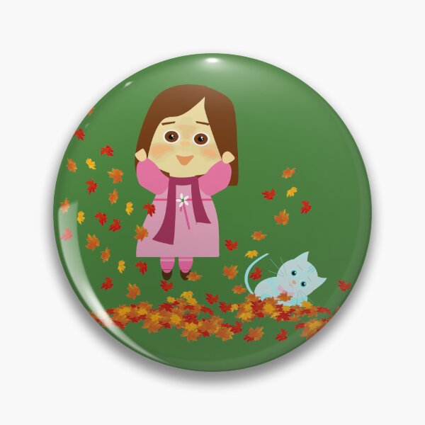 Item preview, Girl and cat enjoy the fall designed and sold by Laura Greco.
