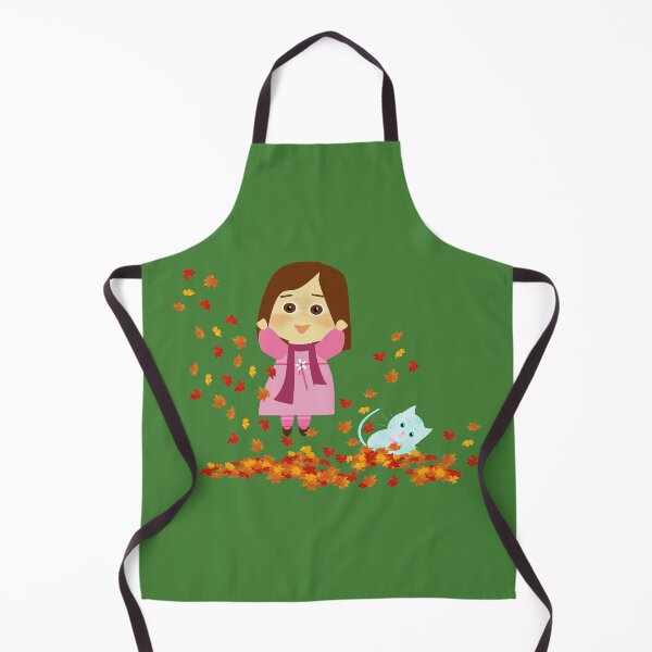 Item preview, Girl and cat enjoy the fall designed and sold by Laura Greco.