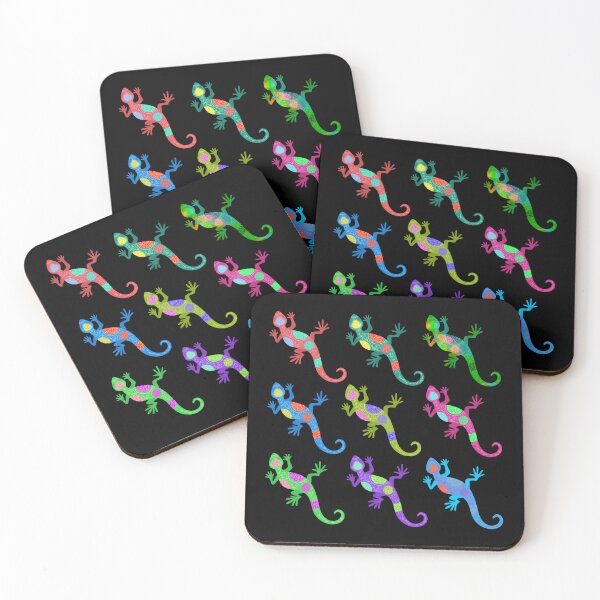 Item preview,  Bright Colored Lizards...A cute and colorful repeating lizard pattern set off against a black ground designed and sold by ditzy-designs.