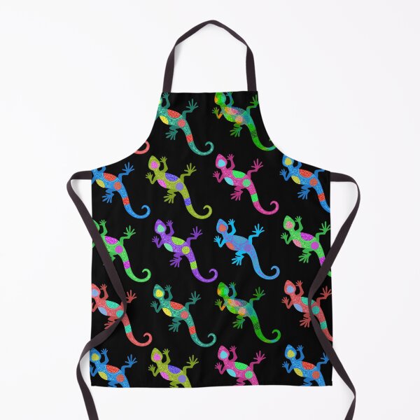 Item preview, Bright Colored Lizards...A cute and colorful repeating lizard pattern set off against a black ground designed and sold by ditzy-designs.