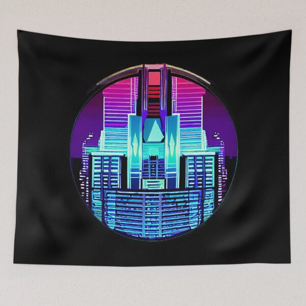 Item preview, Cyberpunk Synthwave Skyscraper Logo 2 designed and sold by luisalfonso1989.