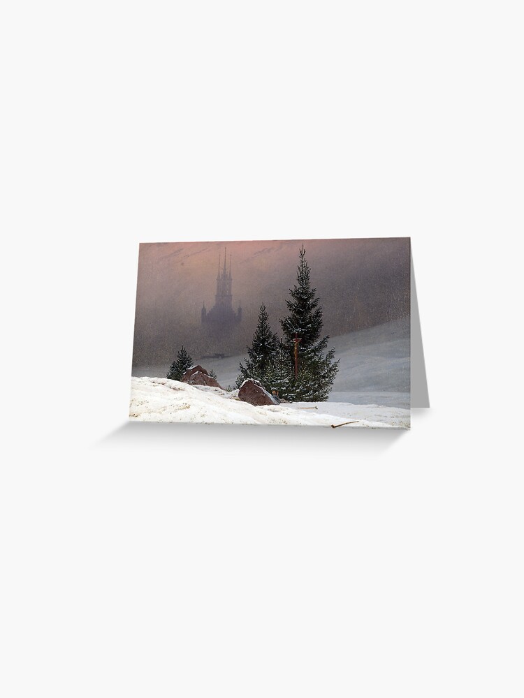 Caspar David Friedrich Winter Landscape Greeting Card By Pdgraphics Redbubble