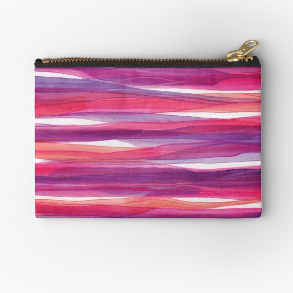 Red Purple Ocean Waves Zipper Pouch