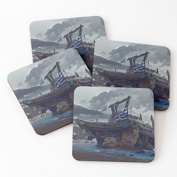 Item preview, Shipwreck with a Greece flag | AI generated art designed and sold by MichelangeloAI.