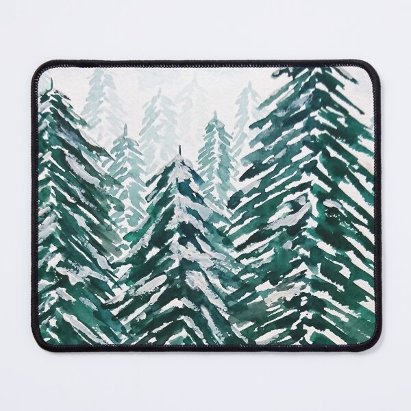 Item preview, hand painted snowy pine forest green  designed and sold by ColorandColor.
